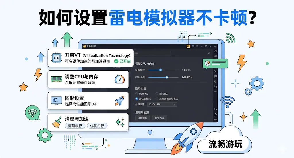 雷电模拟器帧率低、画面卡顿